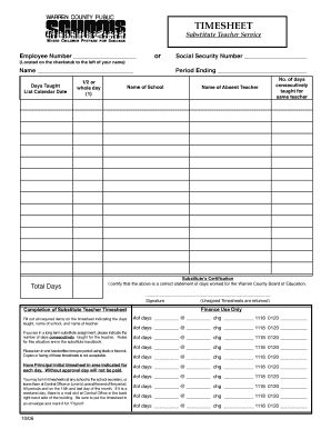 Substitute Teacher Timesheet