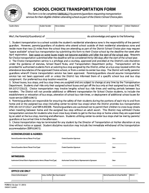 School Choice Transportation Form
