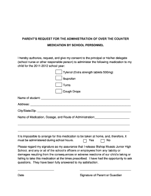 Parent’s Request for Over-the-Counter Medication Administration