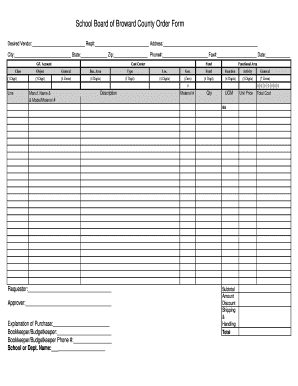 School Board of Broward County Order Form
