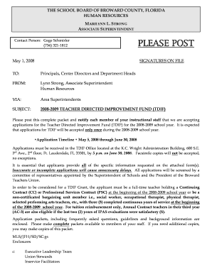 Teacher Directed Improvement Fund Application