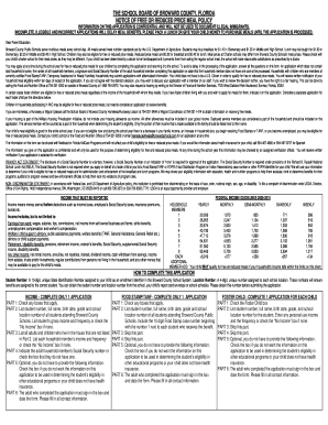 Broward County Free or Reduced Price Meal Application