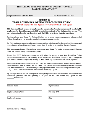 Year Round Pay Option Enrollment Form