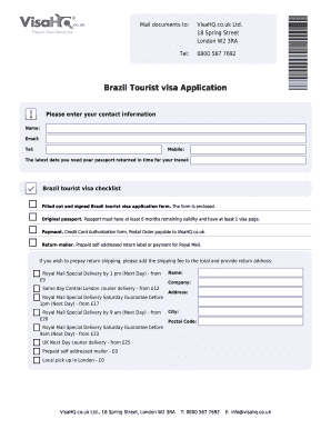 Brazil Tourist Visa Application Form