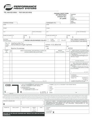 Bill of Lading Form