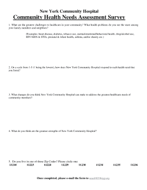 New York Community Health Needs Assessment Survey