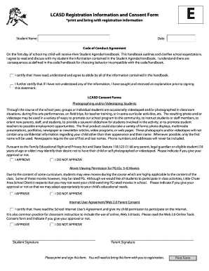 LCASD Student Registration Consent Form