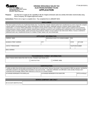 Virginia Wholesale Sales Tax Application