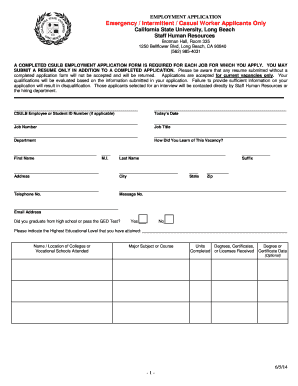 Employment application - California State University, Long Beach - daf csulb