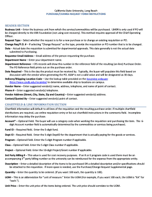 California State University Purchase/Change Request Form