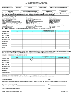California Salaried Hourly Adjustment Form