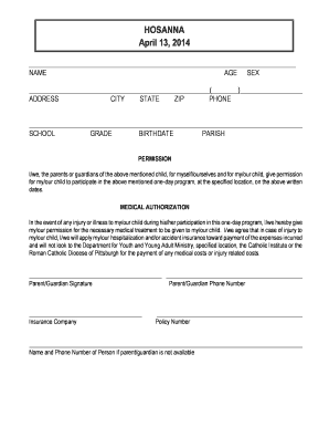 Child Participation Permission and Medical Authorization Form
