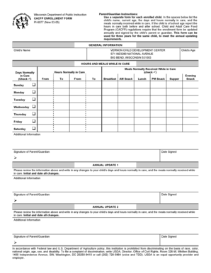 Wisconsin CACFP Enrollment Form