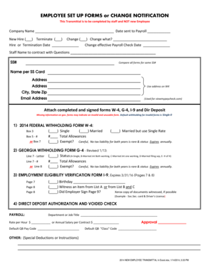 Employee Setup Form or Change Notification