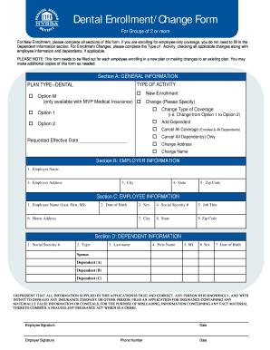 Dental Enrollment Change Form