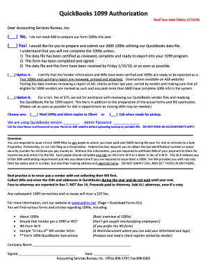 QuickBooks 1099 Authorization Form