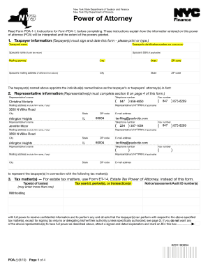 New York Power of Attorney Form POA-1