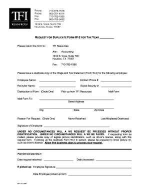 Request for Duplicate Form W-2