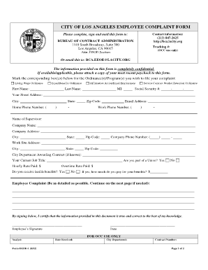 City of Los Angeles Employee Complaint Form