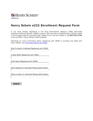 Henry Schein e222 Enrollment Request Form