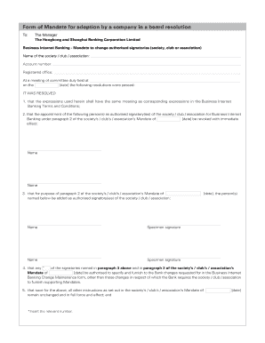 HSBC Business Internet Banking Mandate