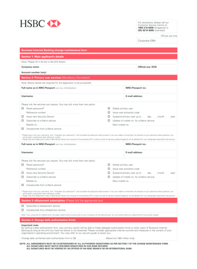 HSBC Business Internet Banking Change Maintenance Form