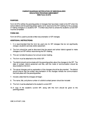 ISBE Form 34-57G IEP Amendment Notification