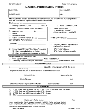 CalWORKs Participation Status Form