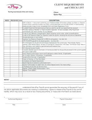 Payroll Service Setup Authorization Form
