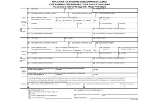 California Standard Marriage License Application