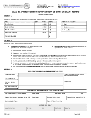 California Birth or Death Record Application