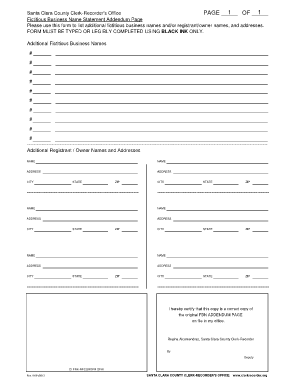 Fictitious Business Name Statement Addendum