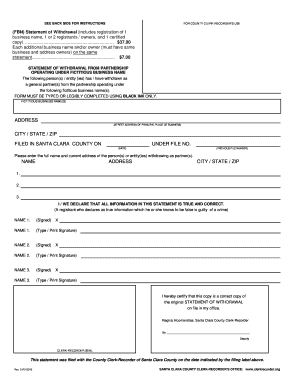 California Statement of Withdrawal from Partnership
