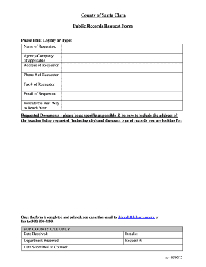 Santa Clara Public Records Request Form