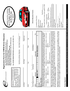 Driver Education Registration Form