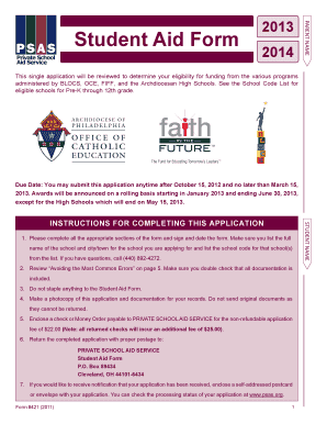 2013-2014 Student Aid Form