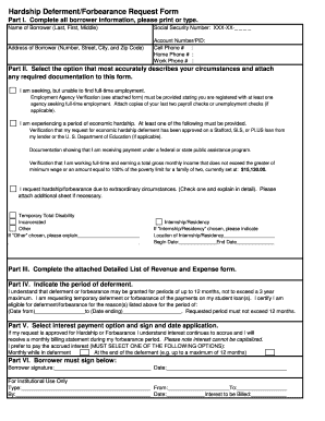 Student Loan Hardship Deferment/Forbearance Request Form