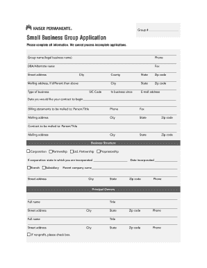 Small Business Group Health Insurance Application