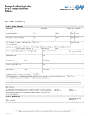 Anthem Employer Application for Small Groups