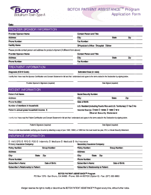 BOTOX Patient Assistance Program Application