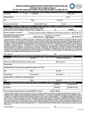 Bristol-Myers Squibb Patient Assistance Program Application