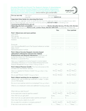 Housing Benefit and Council Tax Support Change of Circumstance Form