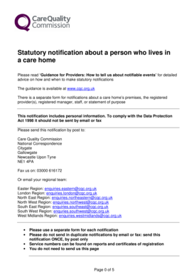 Statutory Notification for Care Home Residents