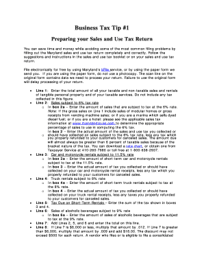 Maryland Sales and Use Tax Return