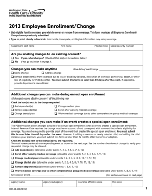 2013 Employee Enrollment/Change Form