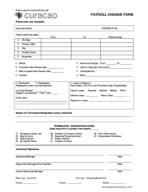 PAYROLL CHANGE FORM - Curacao