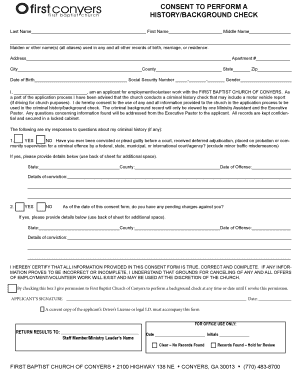 Background Consent Form - First Conyers