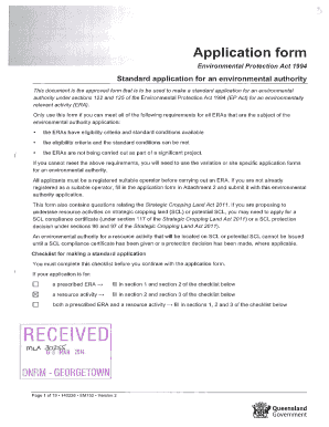 Standard Application for Environmental Authority