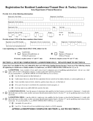 Iowa Resident Landowner/Tenant Deer & Turkey License Registration