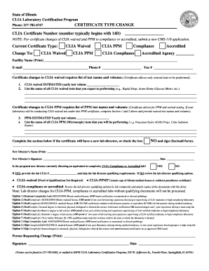 CLIA Certificate Type Change Form